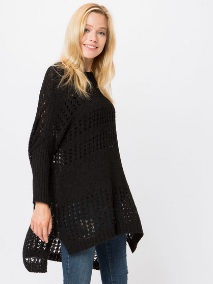 (COZY CASUAL) grid knit, dollman sleeved