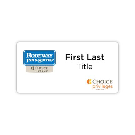 3" x 1.5" Name Badge - Rodeway Inn & Suites.