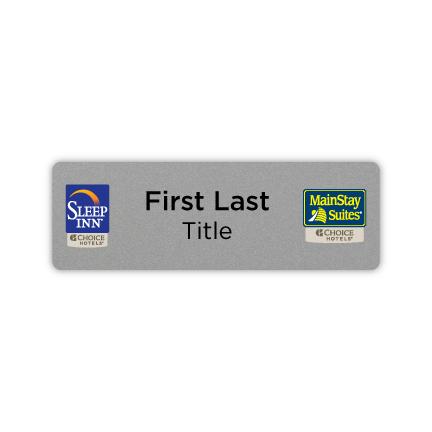 3" x 1" Name Badge - Dual Property - Full Color Logos - Sleep Inn + MainStay Suites.