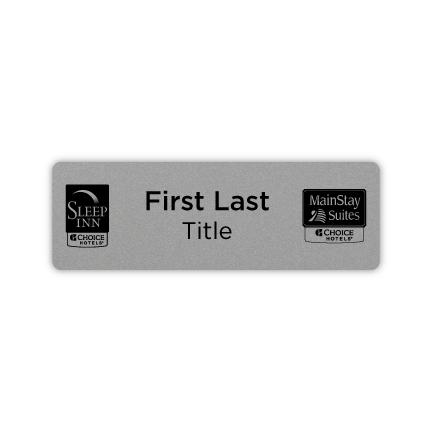 3" x 1" Name Badge- Dual Property- Black Logos- Sleep Inn + MainStay Suites