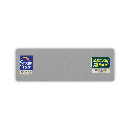 3" x 1" Name Badge - Dual Property - Full Color Logos - Sleep Inn + MainStay Suites.