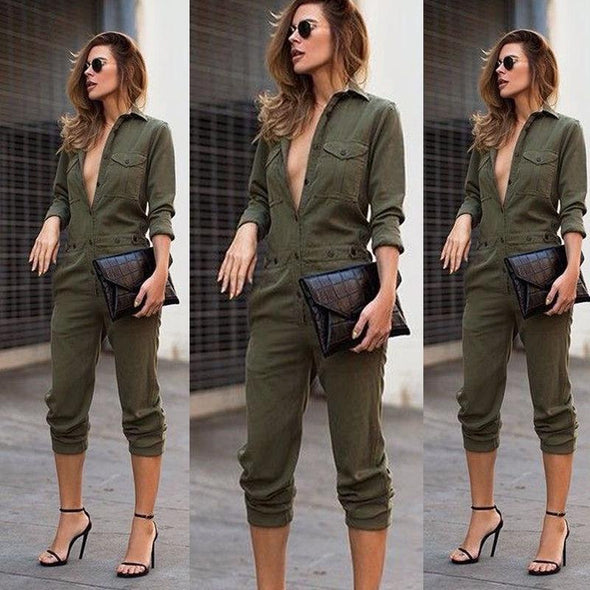 Long sleeve Army green Jumpsuit