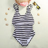 Striped one piece bathing suit