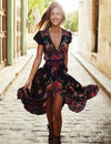 Floral v neck summer dress