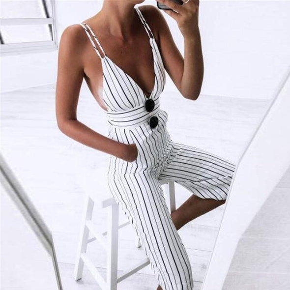 Striped sleeveless jumpsuit