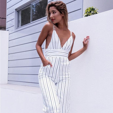 Striped sleeveless jumpsuit