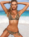 Leopard print two piece split bikini