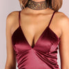 Satin v neck dress