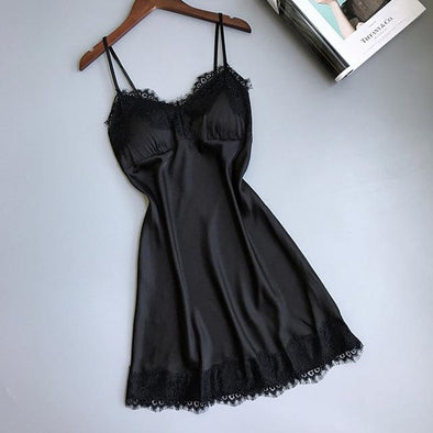 Satin silk sexy lace gown