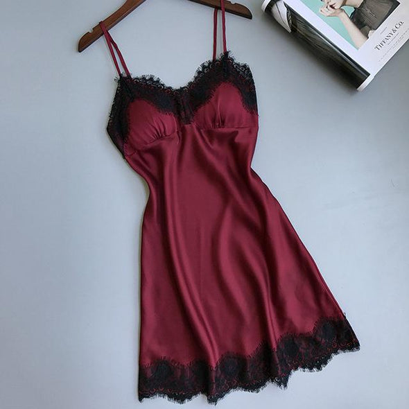 Satin silk sexy lace gown