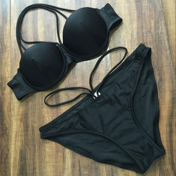 Black Halter Bikini Set