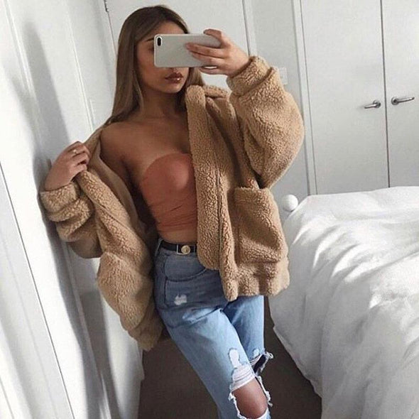 Faux en fur coat