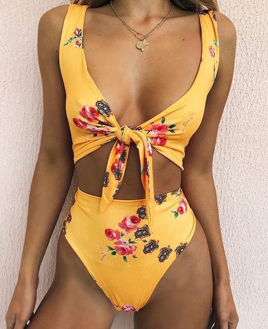 Floral high waist bikini set