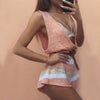 Pink low cut romper