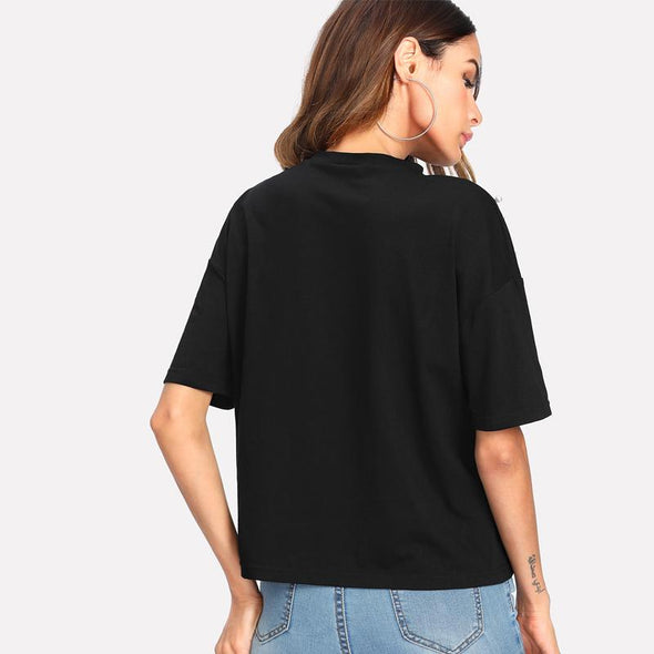 Pearl Beaded Black Tshirt