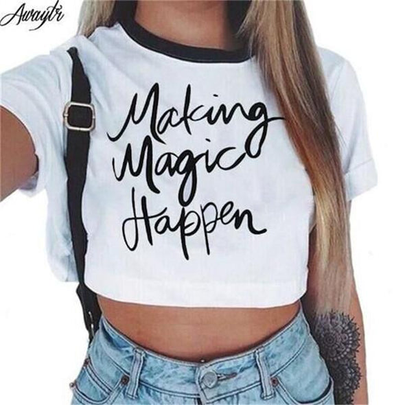 Letter printed crop top