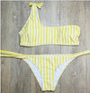 Striped one shoulder bikini