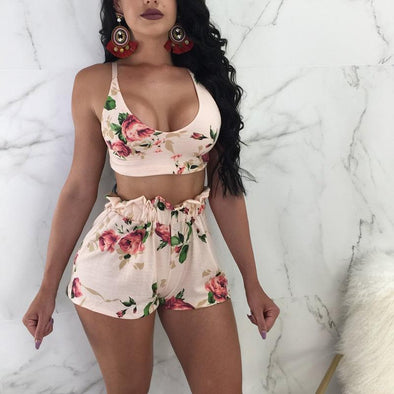 Rose print two piece