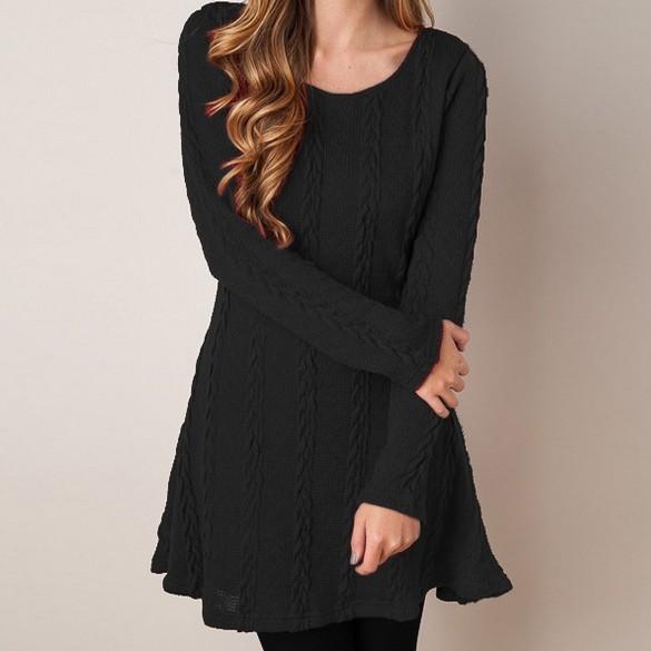 Long sleeve knitted sweater dress