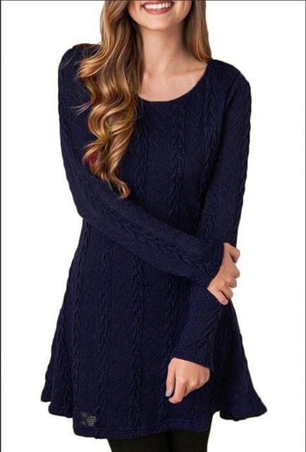 Long sleeve knitted sweater dress