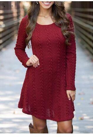 Long sleeve knitted sweater dress