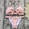 Sexy Knotted Ribbed Bikini Set