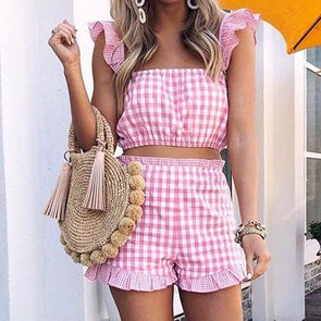 Pink plaid set