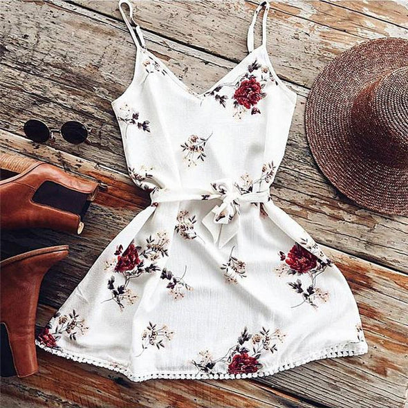 Floral waist band dress