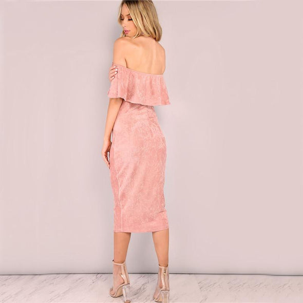 Suede off shoulder sara dress