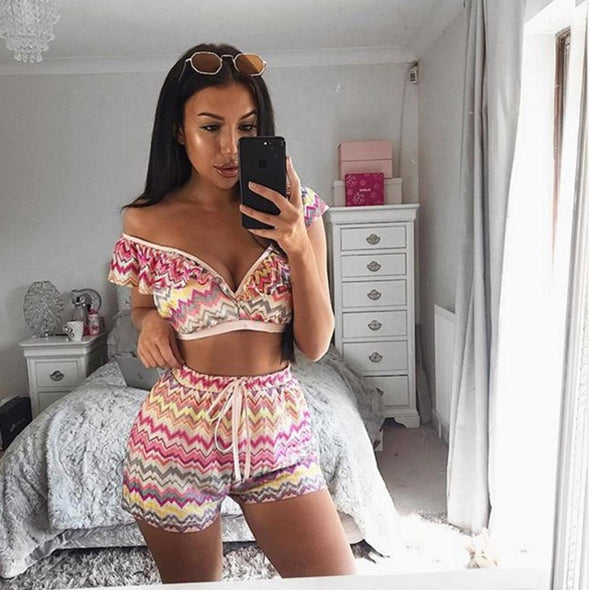 Empire print two piece